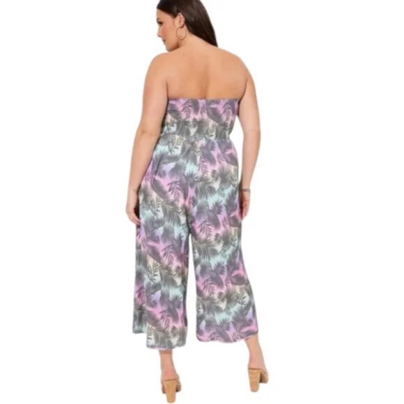 Torrid Tropical Midi Smocked Jumpsuit Size 2 - Picture 3 of 8